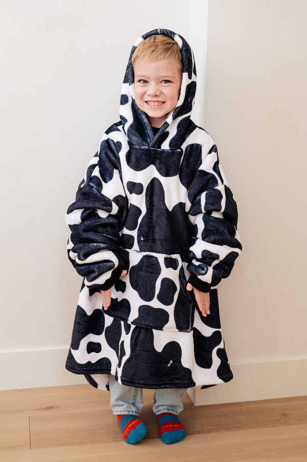 Kids Oversized Hoodie Blanket in Cow-Layers-Villari Chic, women's online fashion boutique in Severna, Maryland