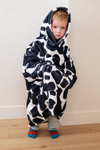 Kids Oversized Hoodie Blanket in Cow-Layers-Villari Chic, women's online fashion boutique in Severna, Maryland