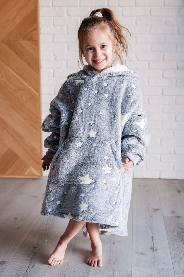 Kids Oversized Hoodie Blanket in Grey Stars-Layers-Villari Chic, women's online fashion boutique in Severna, Maryland