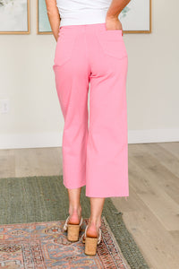 Judy Blue Tummy Control Wide Leg Crop Jeans in Pink-Denim-Villari Chic, women's online fashion boutique in Severna, Maryland