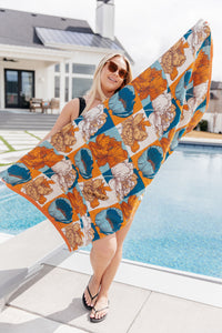 Luxury Beach Towel in Block Floral-Womens-Villari Chic, women's online fashion boutique in Severna, Maryland