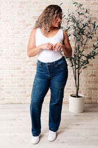 Judy Blue High-Rise Cargo Straight Jeans-Denim-Villari Chic, women's online fashion boutique in Severna, Maryland