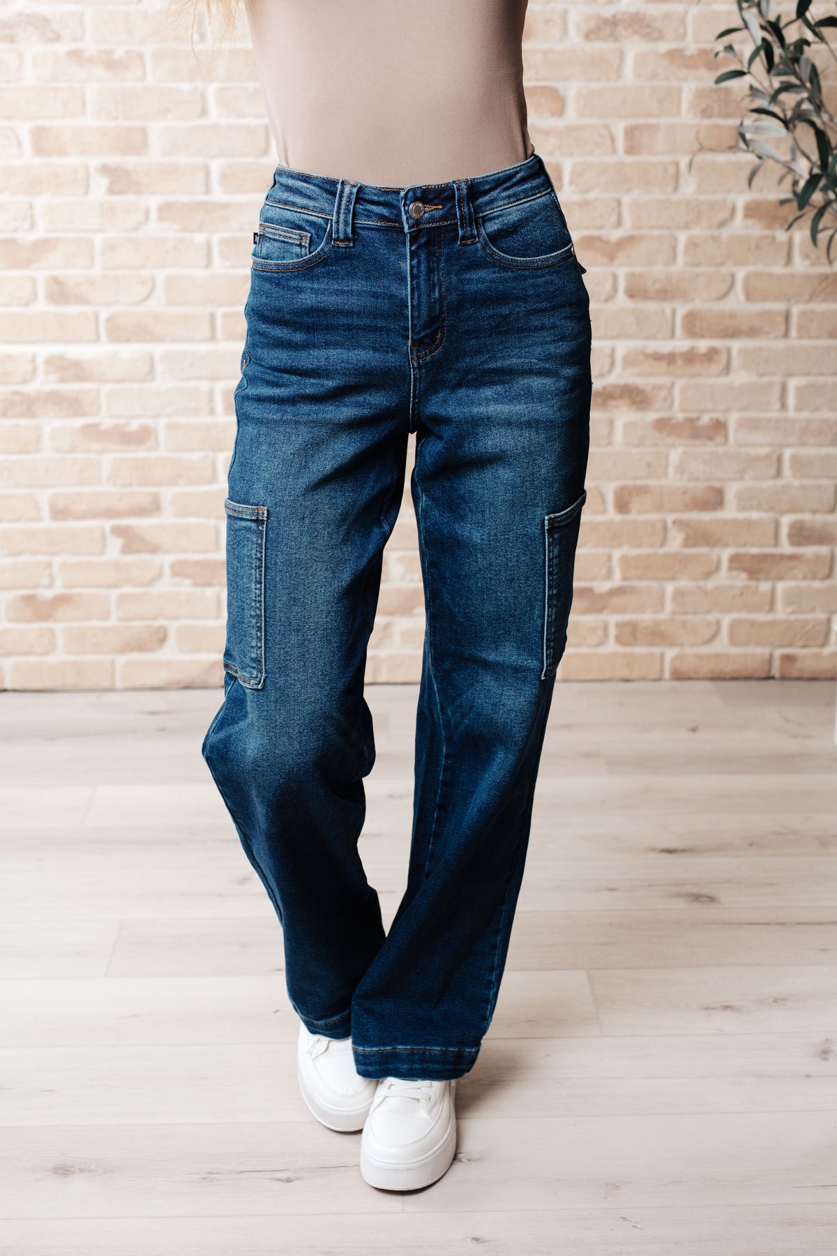 Judy Blue High-Rise Cargo Straight Jeans-Denim-Villari Chic, women's online fashion boutique in Severna, Maryland