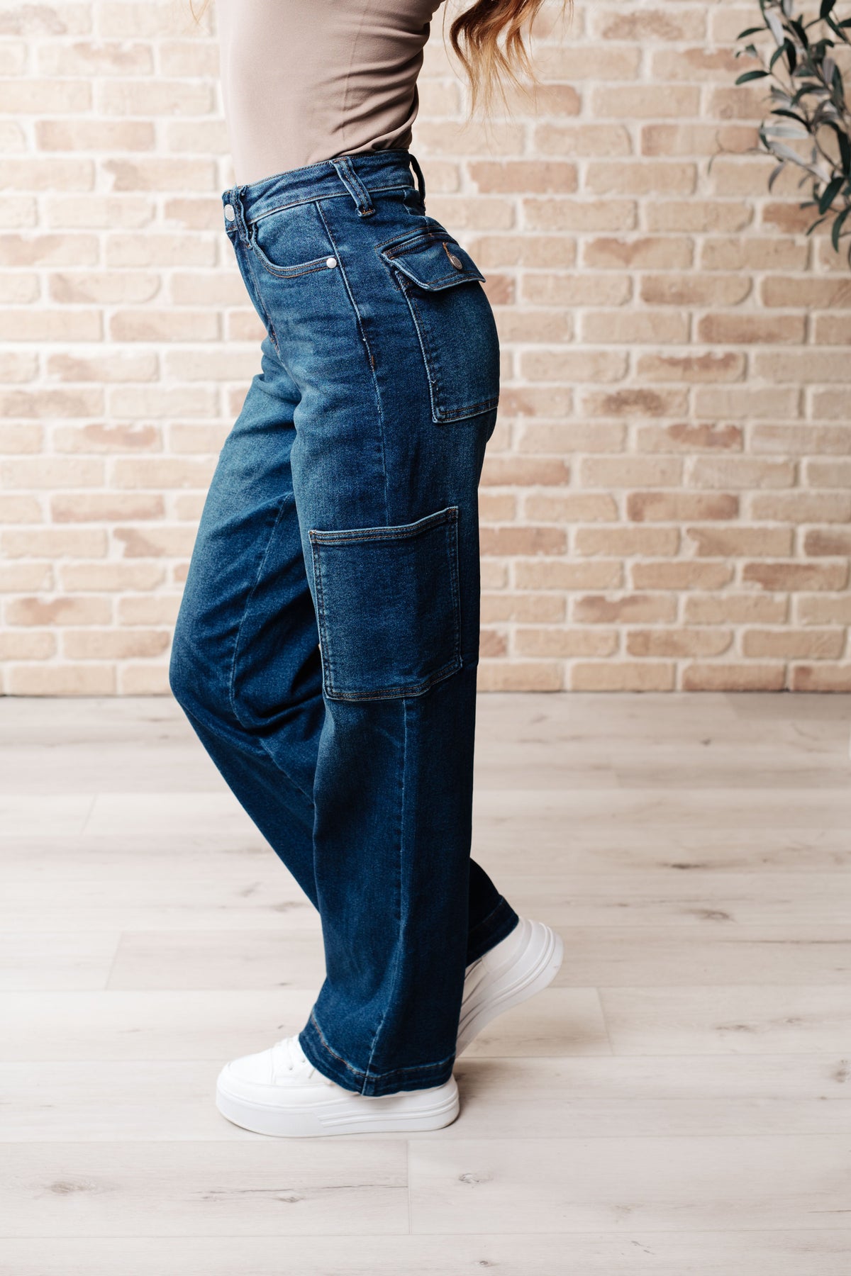 Judy Blue High-Rise Cargo Straight Jeans-Denim-Villari Chic, women's online fashion boutique in Severna, Maryland