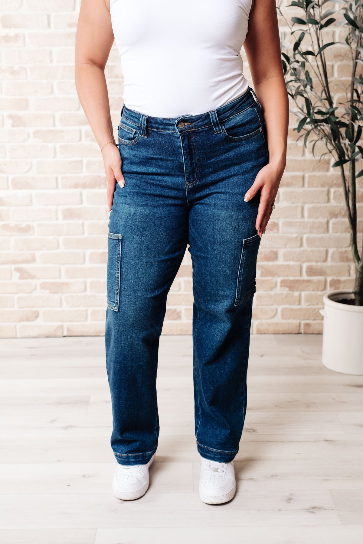 Judy Blue High-Rise Cargo Straight Jeans-Denim-Villari Chic, women's online fashion boutique in Severna, Maryland