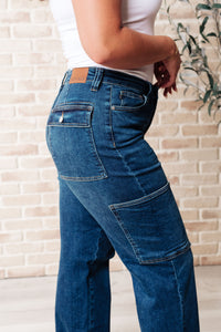 Judy Blue High-Rise Cargo Straight Jeans-Denim-Villari Chic, women's online fashion boutique in Severna, Maryland