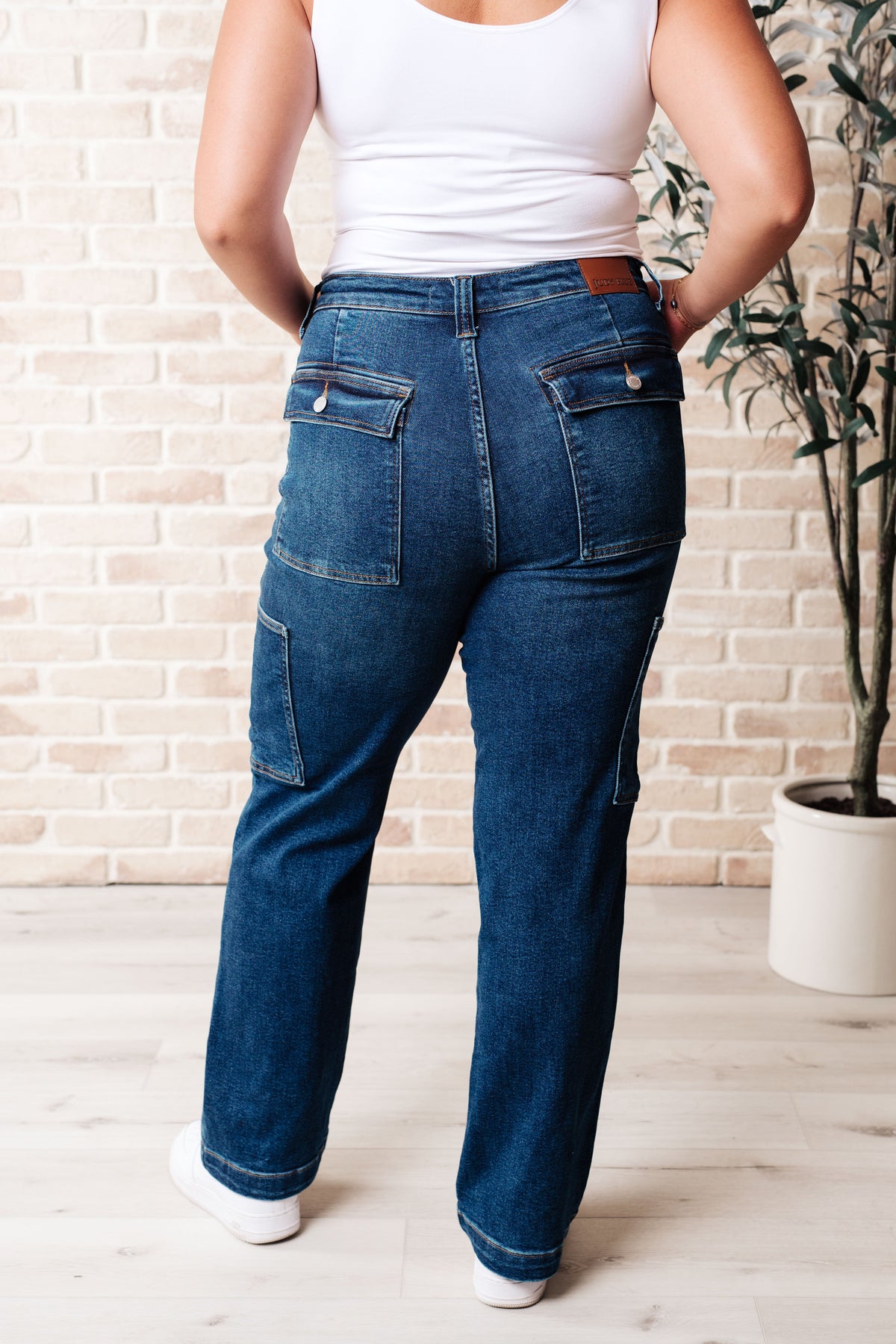 Judy Blue High-Rise Cargo Straight Jeans-Denim-Villari Chic, women's online fashion boutique in Severna, Maryland