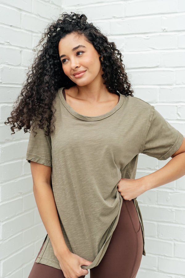 Let Me Live Relaxed Tee in Army-Tops-Villari Chic, women's online fashion boutique in Severna, Maryland