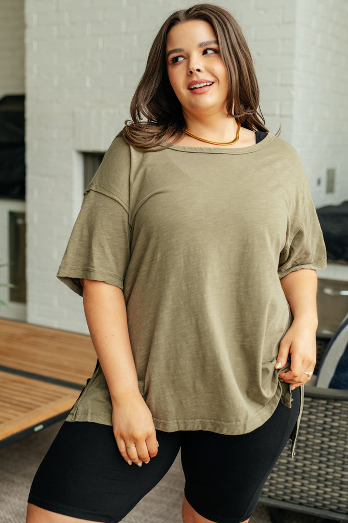 Let Me Live Relaxed Tee in Army-Tops-Villari Chic, women's online fashion boutique in Severna, Maryland