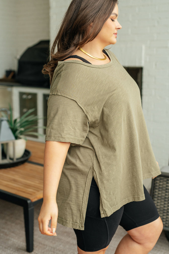 Let Me Live Relaxed Tee in Army-Tops-Villari Chic, women's online fashion boutique in Severna, Maryland