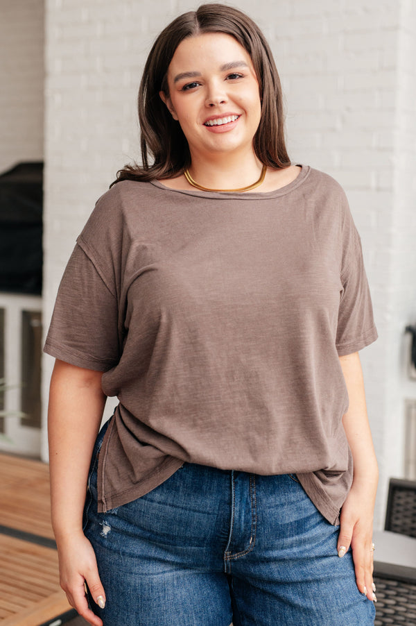 Let Me Live Relaxed Tee in Brown-Tops-Villari Chic, women's online fashion boutique in Severna, Maryland