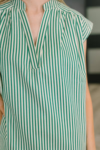 Like a Song Sleeveless V-Neck Blouse in Green-Womens-Villari Chic, women's online fashion boutique in Severna, Maryland