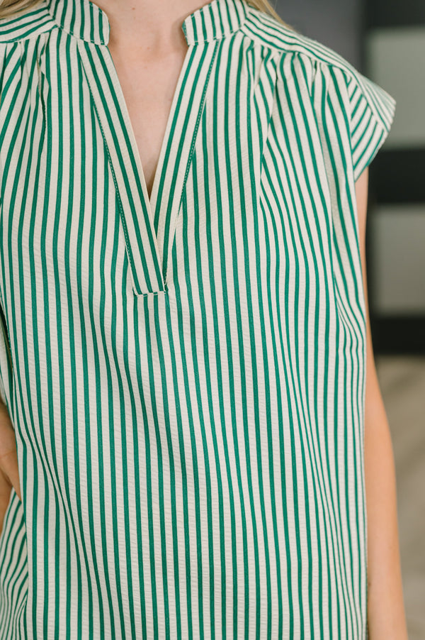 Like a Song Sleeveless V-Neck Blouse in Green-Womens-Villari Chic, women's online fashion boutique in Severna, Maryland