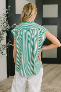 Like a Song Sleeveless V-Neck Blouse in Green-Womens-Villari Chic, women's online fashion boutique in Severna, Maryland
