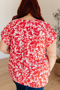 Lizzy Cap Sleeve Top in Red Floral-Womens-Villari Chic, women's online fashion boutique in Severna, Maryland