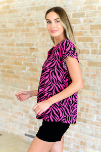 Lizzy Cap Sleeve Top in Pink and Black Zebra-Tops-Villari Chic, women's online fashion boutique in Severna, Maryland