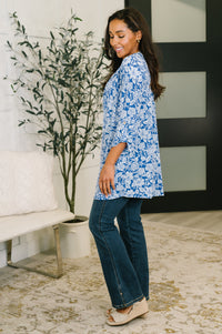 Lizzy Cardigan in Blue and White Floral-Womens-Villari Chic, women's online fashion boutique in Severna, Maryland