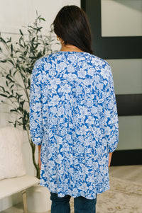 Lizzy Cardigan in Blue and White Floral-Womens-Villari Chic, women's online fashion boutique in Severna, Maryland