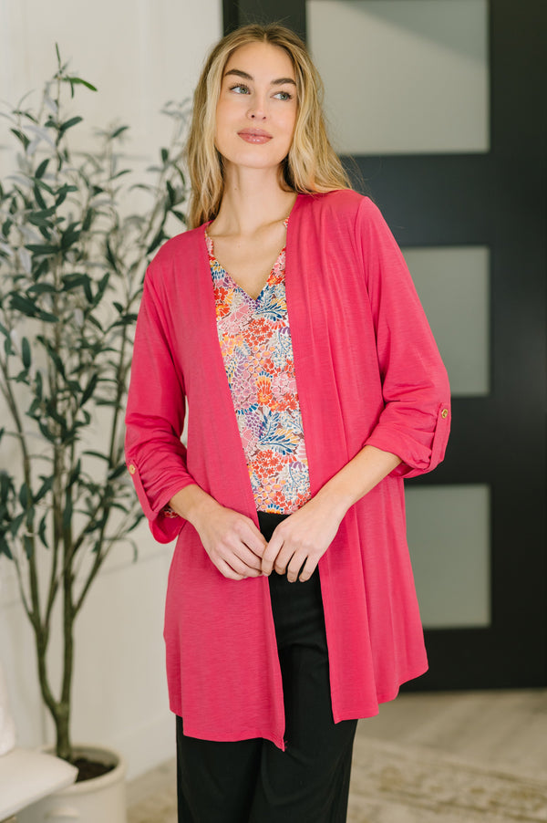 Lizzy Cardigan in Fuchsia-Womens-Villari Chic, women's online fashion boutique in Severna, Maryland
