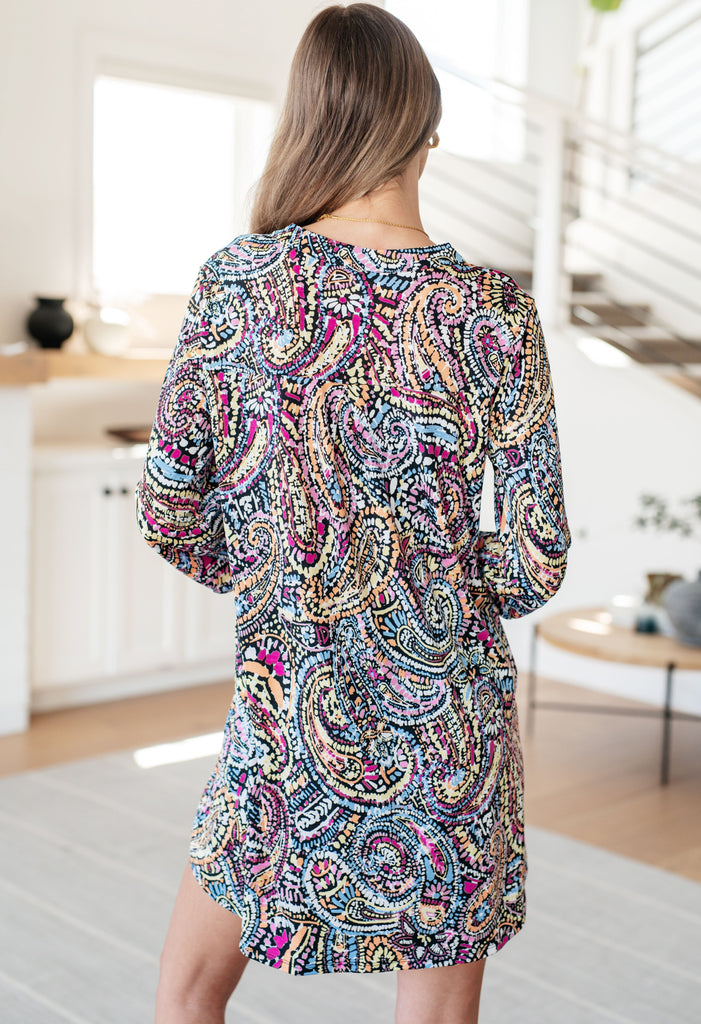 Lizzy Dress in Black Multi Tiled Paisley-Dresses-Villari Chic, women's online fashion boutique in Severna, Maryland