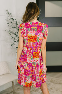 Lizzy Flutter Sleeve Dress in Patchwork Floral-Womens-Villari Chic, women's online fashion boutique in Severna, Maryland