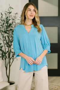 Lizzy Smock Top in Coastal Blue-Womens-Villari Chic, women's online fashion boutique in Severna, Maryland