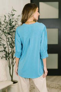 Lizzy Smock Top in Coastal Blue-Womens-Villari Chic, women's online fashion boutique in Severna, Maryland