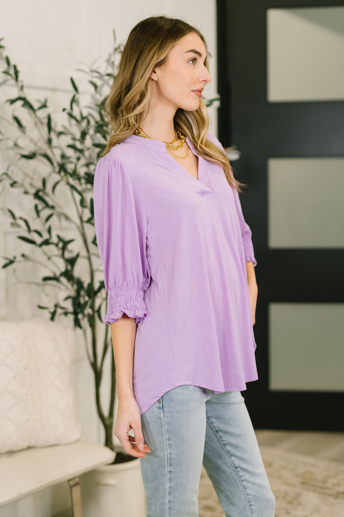 Lizzy Smock Top in Orchid Bloom-Womens-Villari Chic, women's online fashion boutique in Severna, Maryland