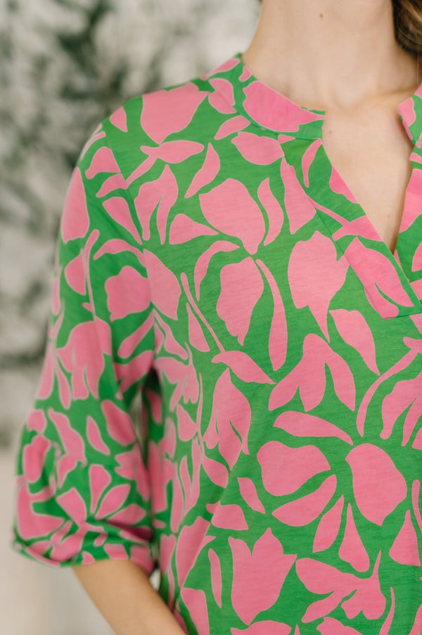 Lizzy Sunday Dress in Emerald Abstract Floral- 3/3/2026 NEW-Womens-Villari Chic, women's online fashion boutique in Severna, Maryland