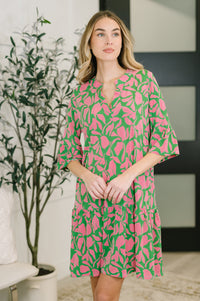 Lizzy Sunday Dress in Emerald Abstract Floral- 3/3/2026 NEW-Womens-Villari Chic, women's online fashion boutique in Severna, Maryland