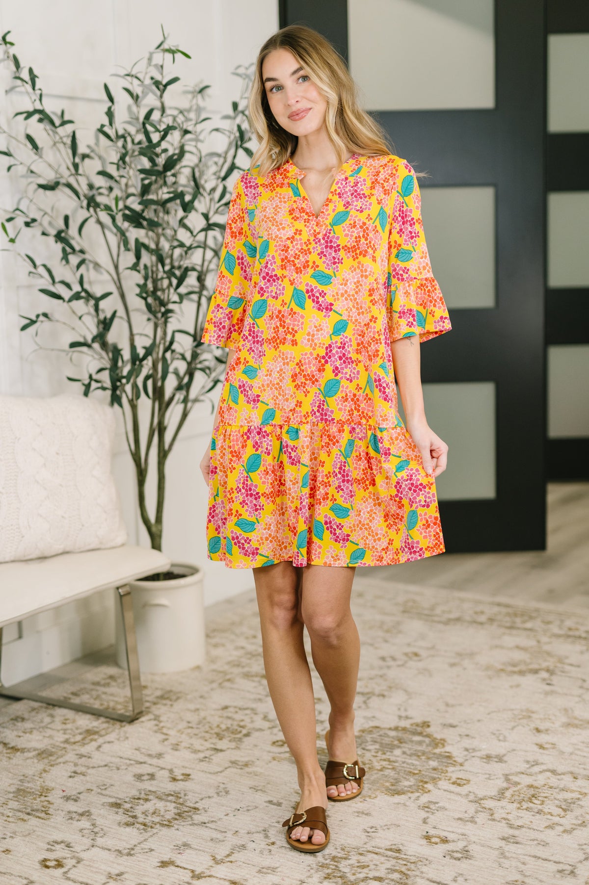 Lizzy Sunday Dress in Leaf Multi Floral- 3/3/2026 NEW-Womens-Villari Chic, women's online fashion boutique in Severna, Maryland