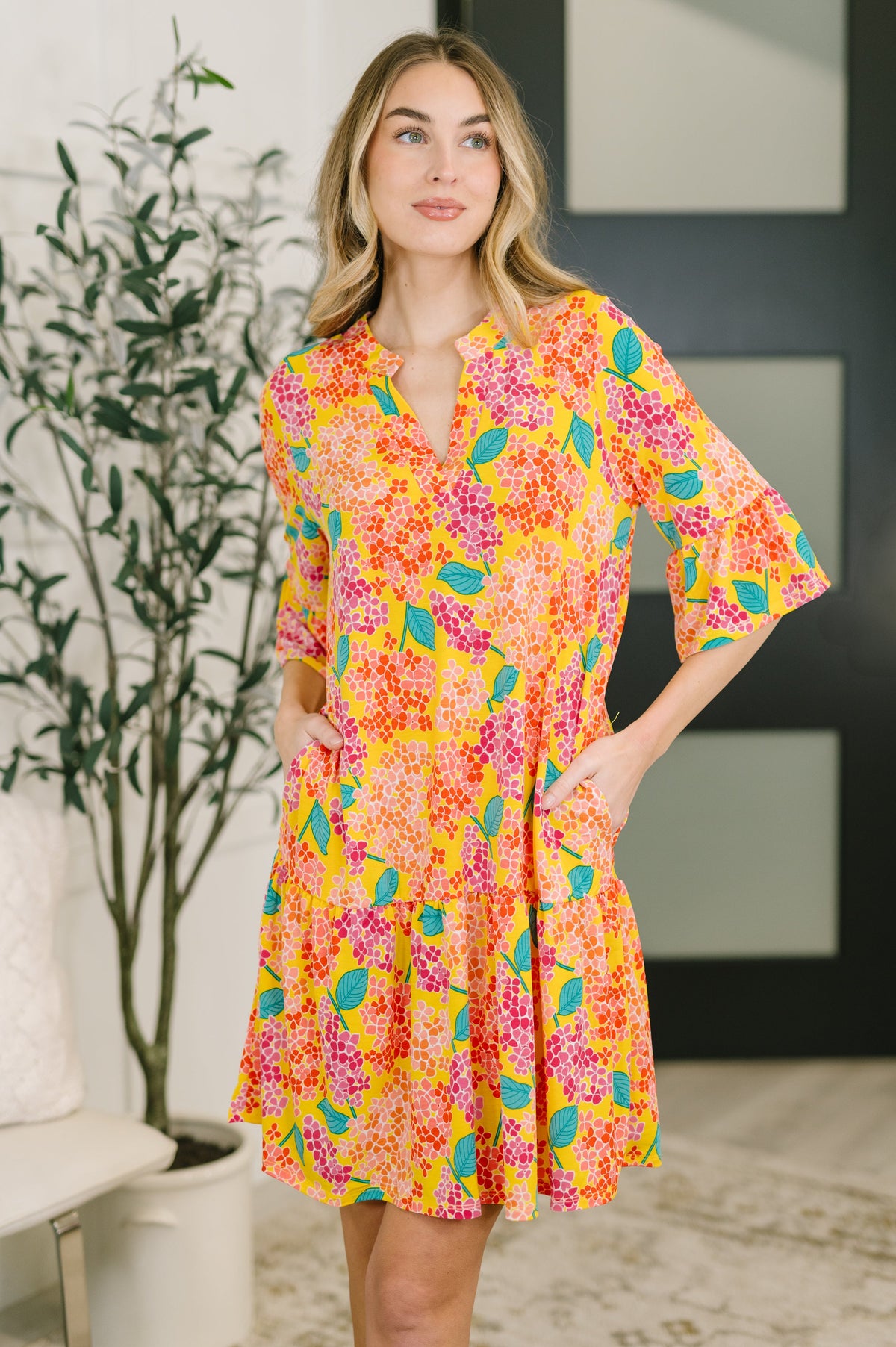 Lizzy Sunday Dress in Leaf Multi Floral- 3/3/2026 NEW-Womens-Villari Chic, women's online fashion boutique in Severna, Maryland