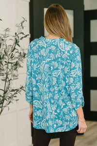Lizzy Top in Aqua Paisley-Womens-Villari Chic, women's online fashion boutique in Severna, Maryland