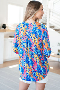 Lizzy Top in Blue and Pink Branches-Tops-Villari Chic, women's online fashion boutique in Severna, Maryland