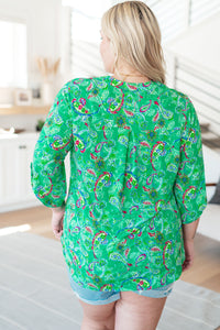 Lizzy Top in Emerald and Magenta Paisley-Tops-Villari Chic, women's online fashion boutique in Severna, Maryland