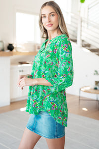 Lizzy Top in Emerald and Magenta Paisley-Tops-Villari Chic, women's online fashion boutique in Severna, Maryland