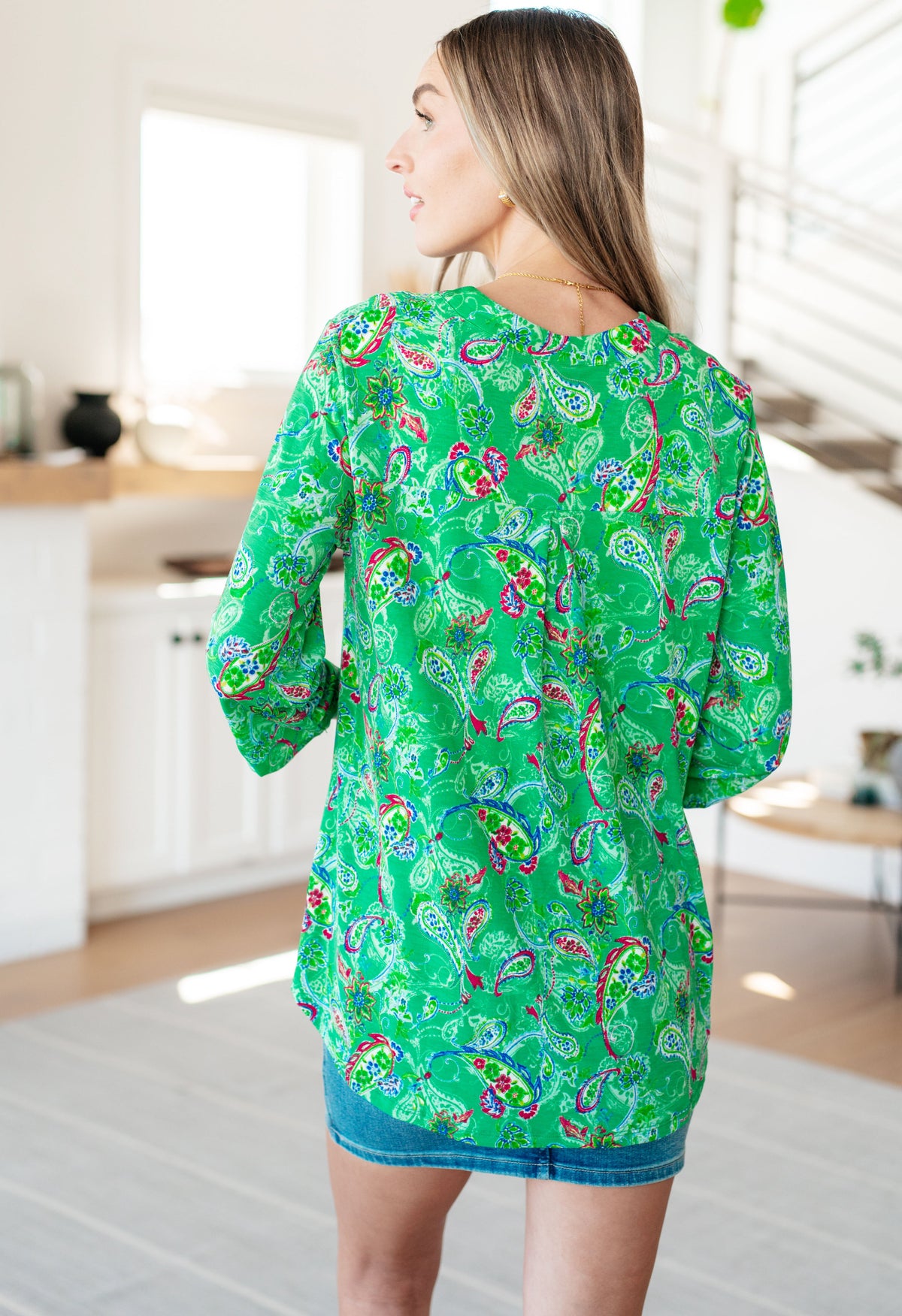 Lizzy Top in Emerald and Magenta Paisley-Tops-Villari Chic, women's online fashion boutique in Severna, Maryland