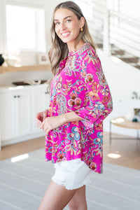 Lizzy Top in Magenta Floral Paisley-Tops-Villari Chic, women's online fashion boutique in Severna, Maryland