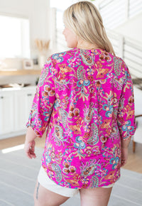 Lizzy Top in Magenta Floral Paisley-Tops-Villari Chic, women's online fashion boutique in Severna, Maryland