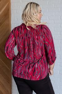 Lizzy Top in Magenta and Red Strokes-Blouses-Villari Chic, women's online fashion boutique in Severna, Maryland