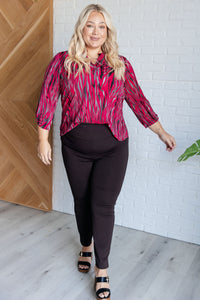 Lizzy Top in Magenta and Red Strokes-Blouses-Villari Chic, women's online fashion boutique in Severna, Maryland