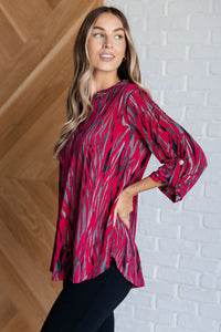 Lizzy Top in Magenta and Red Strokes-Blouses-Villari Chic, women's online fashion boutique in Severna, Maryland