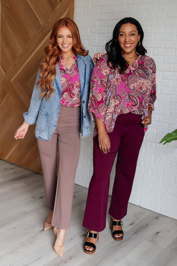 Lizzy Top in Magenta and Wine Paisley-Tops-Villari Chic, women's online fashion boutique in Severna, Maryland