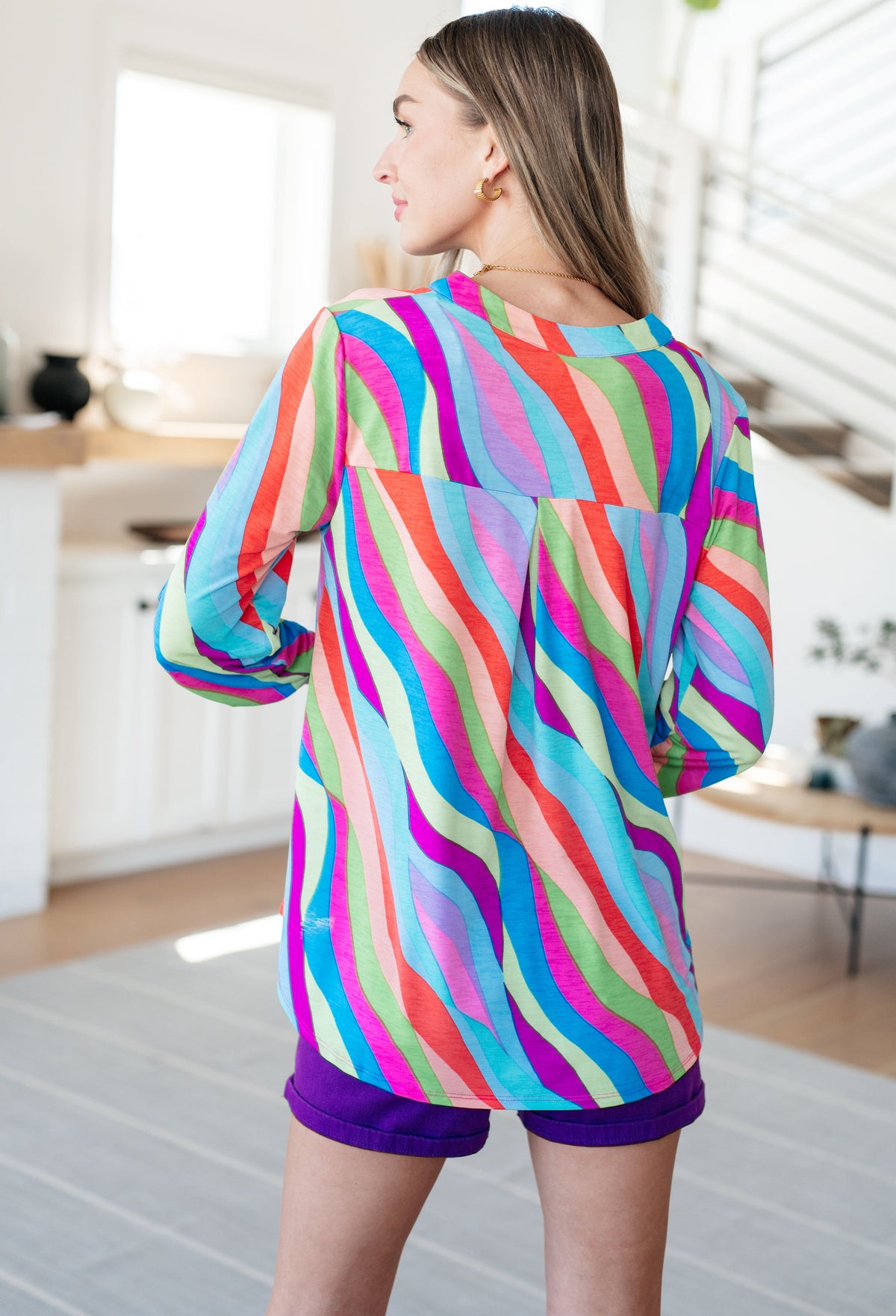 Lizzy Top in Multi Mod Stripe-Tops-Villari Chic, women's online fashion boutique in Severna, Maryland