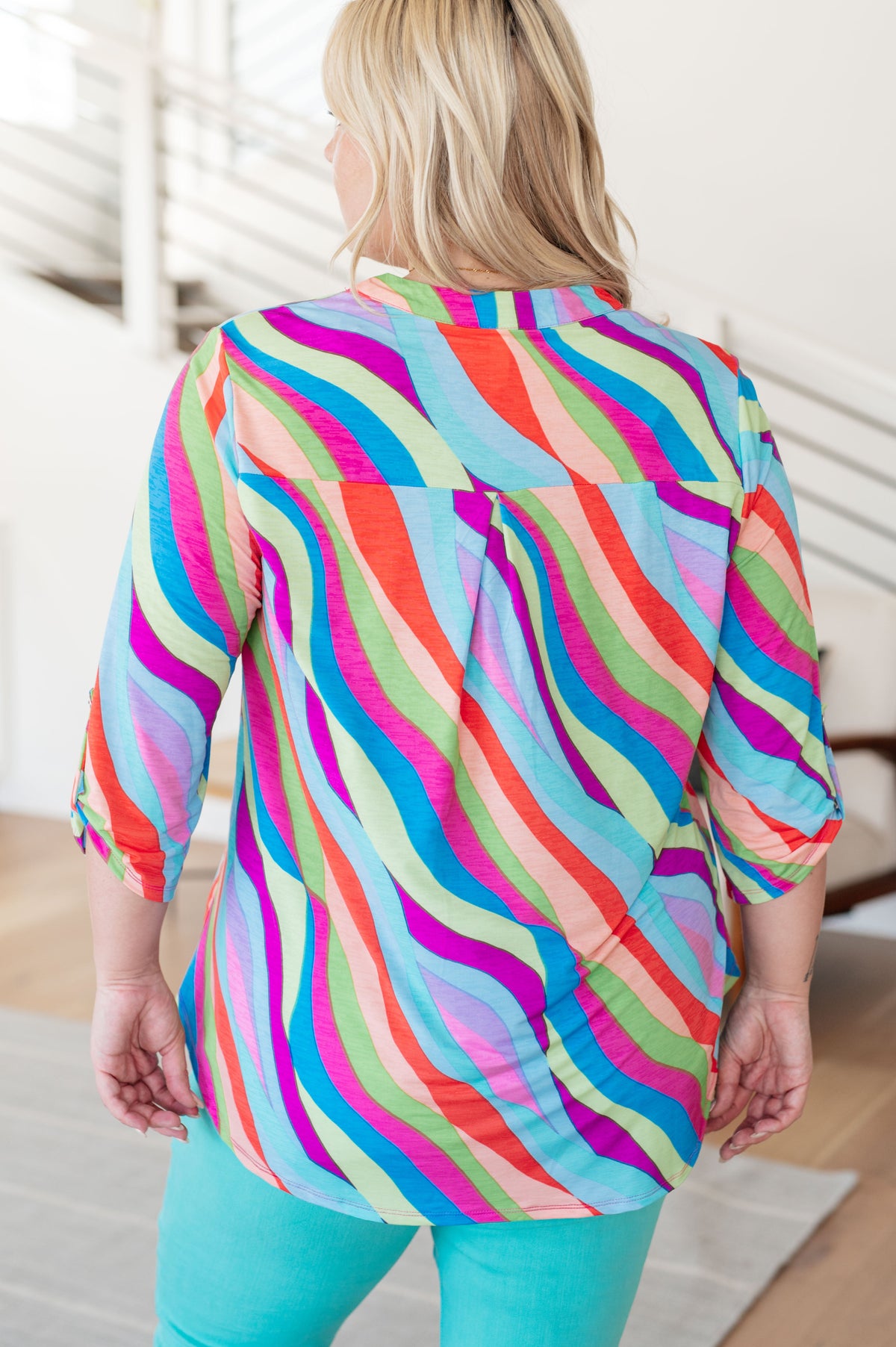 Lizzy Top in Multi Mod Stripe-Tops-Villari Chic, women's online fashion boutique in Severna, Maryland