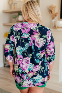 Lizzy Top in Navy & Purple Floral-Tops-Villari Chic, women's online fashion boutique in Severna, Maryland