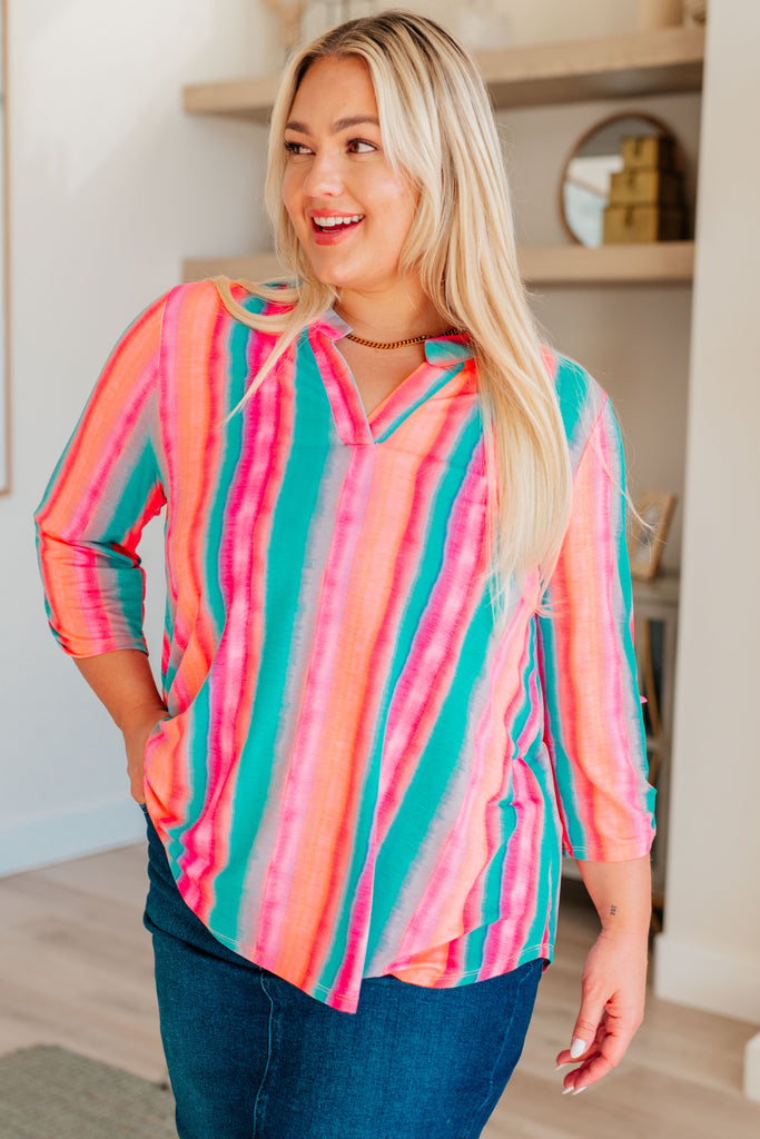 Lizzy Top in Sherbet Stripe-Tops-Villari Chic, women's online fashion boutique in Severna, Maryland