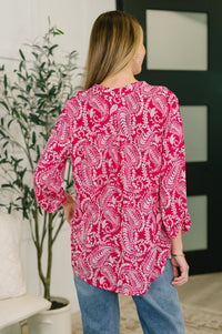 Lizzy Top in Pink Paisley-Womens-Villari Chic, women's online fashion boutique in Severna, Maryland