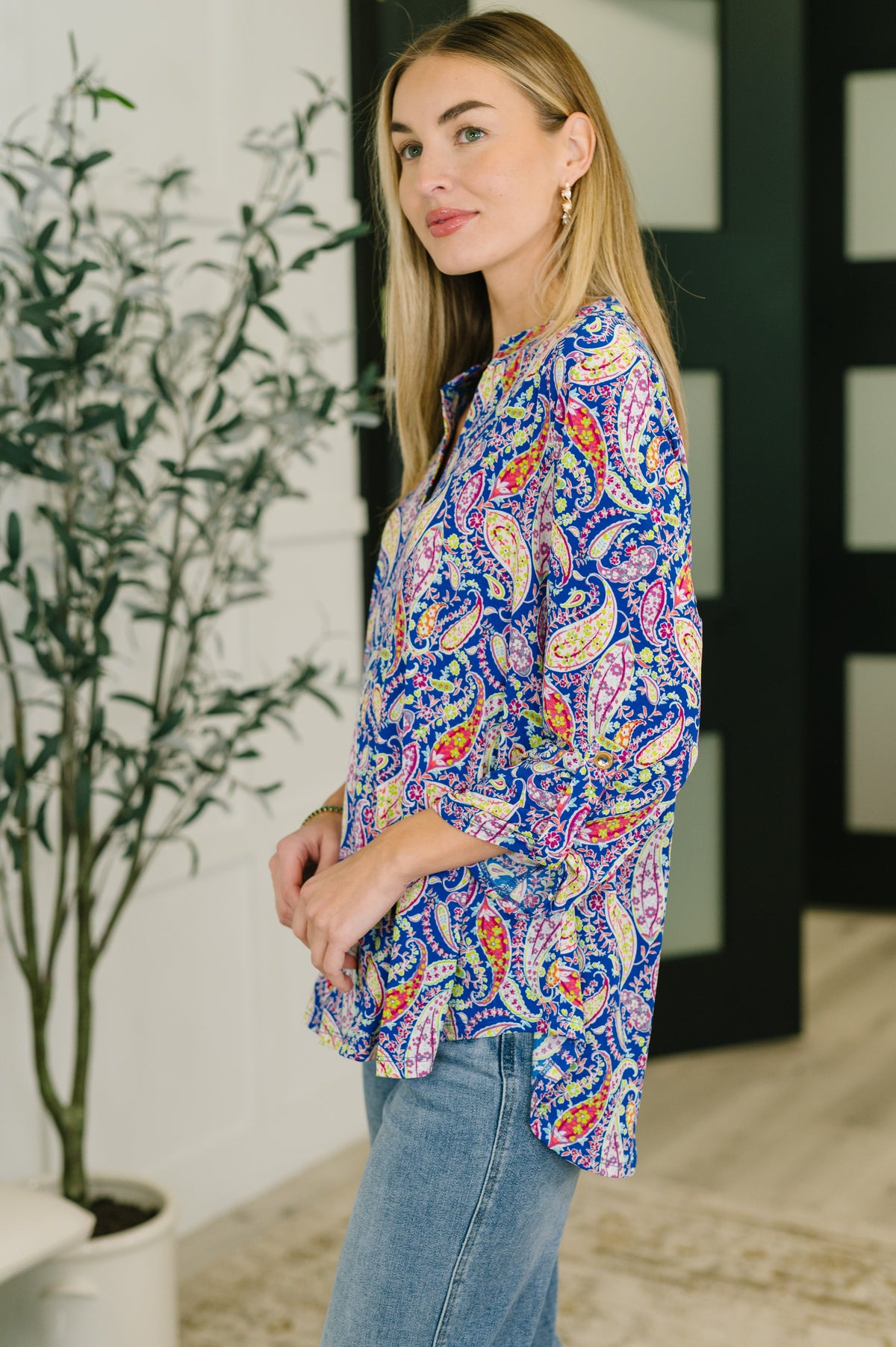 Lizzy Top in Royal Blue Paisley-Womens-Villari Chic, women's online fashion boutique in Severna, Maryland
