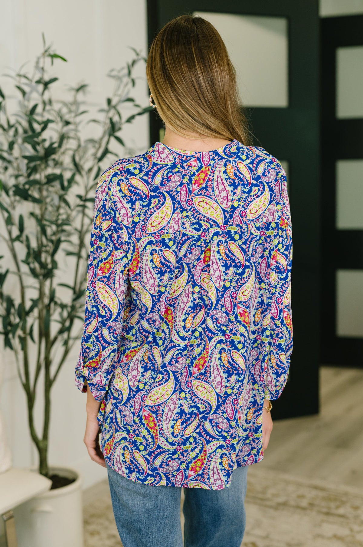 Lizzy Top in Royal Blue Paisley-Womens-Villari Chic, women's online fashion boutique in Severna, Maryland